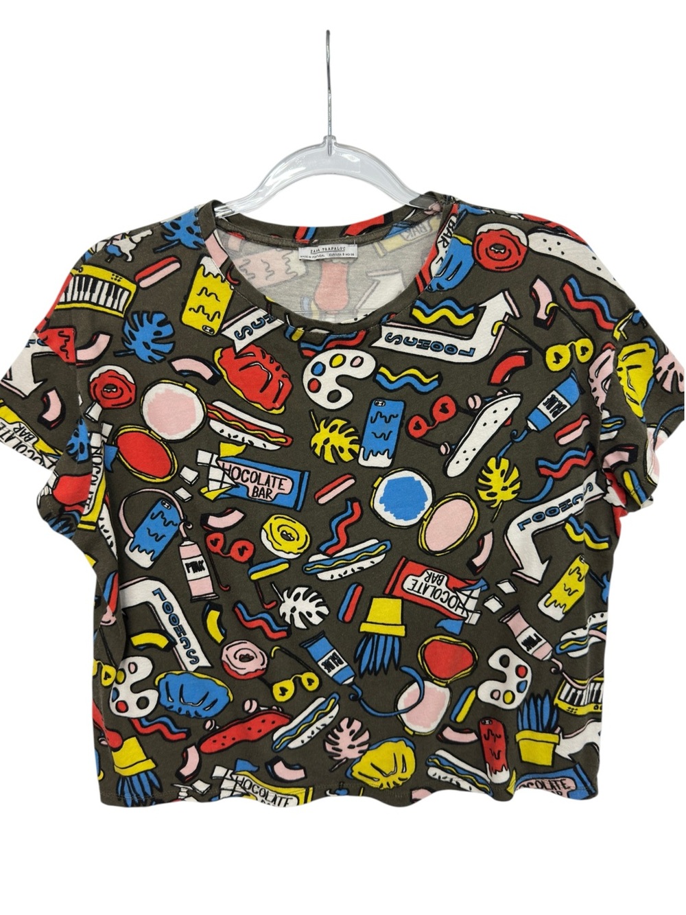 Pure Cotton Crop Tee Hot Dog Food Snacks Skateboard Donuts